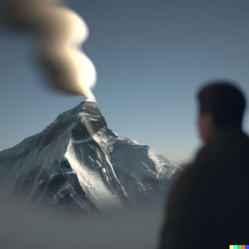 someone gazing at Mount Everest, made from volumetric smoke, Octane render